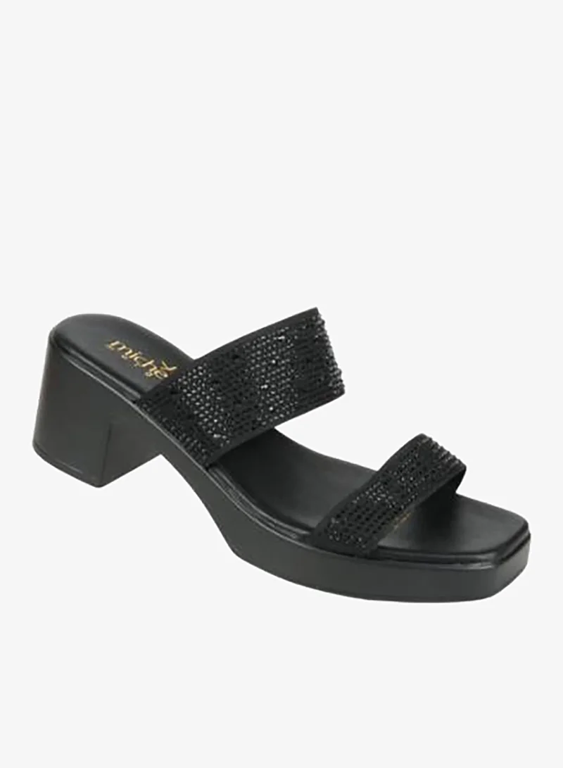 ميشيل مورجان صنادل ميشيل مورغان بكعب عريض للسيدات أسود