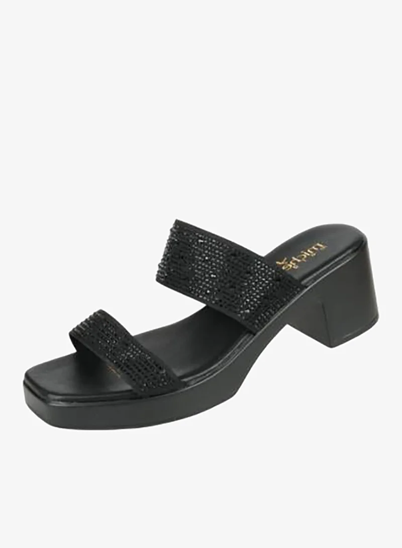 ميشيل مورجان صنادل ميشيل مورغان بكعب عريض للسيدات أسود