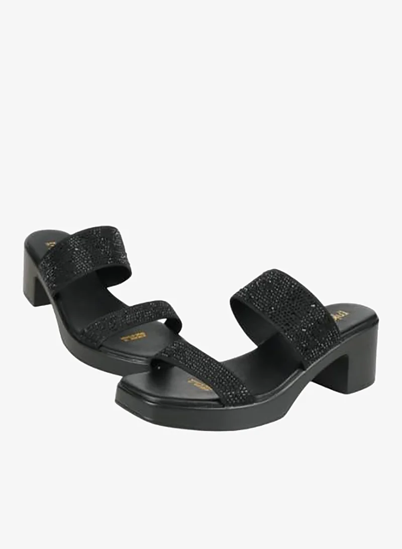 Michelle Morgan Black 092-2988 Michelle Morgan Ladies Block Heel Sandals 414RJ609 Black for Women | Best Price UAE
