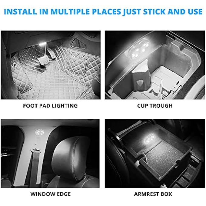 neotimely Wireless Led Lights For Car Interior Car Led Lights Interior Usb Rechargeable Car Interior Lights Led Interior Car Lights With 6 Bright Led Lamp Beads Portable Night Reading Light 2 Pcs White - Image 5