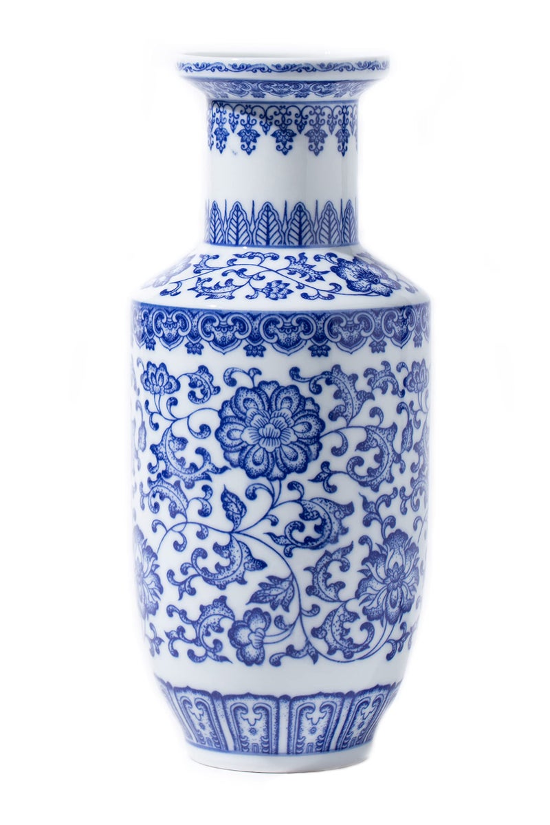 GaLouRo Blue and White Vase Blue Vase Chinoiserie Vase Ginger Jar Vase for Home Decor Porcelain Decor10 H