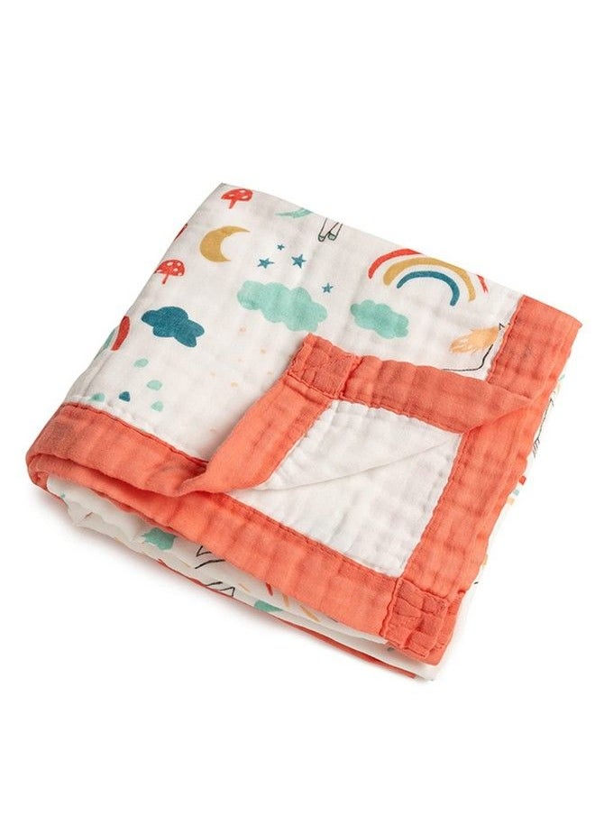 MOM'S HOME - Organic Cotton Baby Muslin 6 Layer Blanket 03 Year100X100 Cmrainbow Lightweight (Multicolor) - Image 1