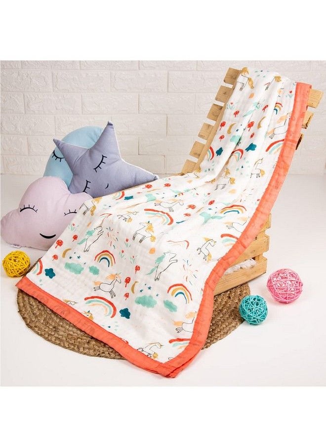 MOM'S HOME - Organic Cotton Baby Muslin 6 Layer Blanket 03 Year100X100 Cmrainbow Lightweight (Multicolor) - Image 1