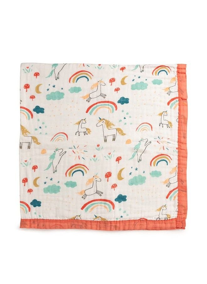 MOM'S HOME - Organic Cotton Baby Muslin 6 Layer Blanket 03 Year100X100 Cmrainbow Lightweight (Multicolor) - Image 1