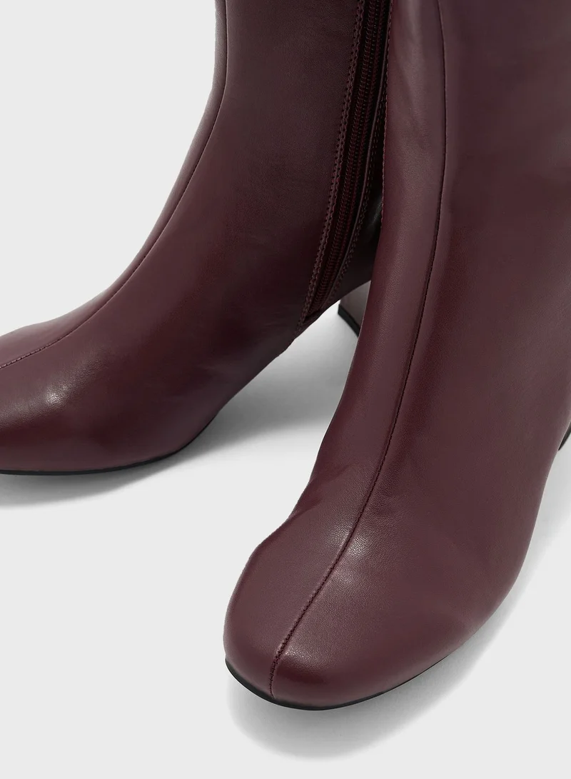 جينجر Block Heel Croc Effect Boot