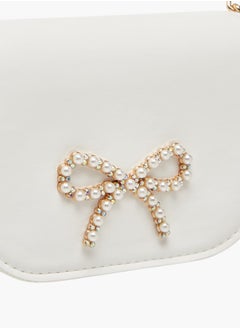 Little Missy Girls Pearl Embellished Crossbody Bag with Magnetic Button Closure  - Image 4