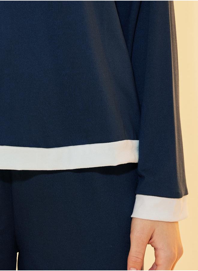 Take Two Solid Long Sleeve Knitted T-Shirt & Pyjama Set  - Image 3