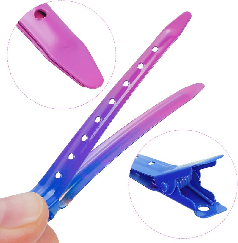 Bantoye 24 Packs Duck Bill Clips, 3.35 Inches Rustproof Metal Alligator Curl Clips with Holes for Hair Styling, Hair Coloring, Gradient Deep Blue - Image 3