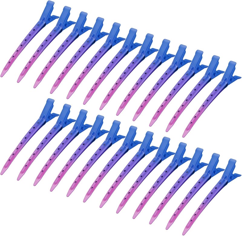 Bantoye 24 Packs Duck Bill Clips, 3.35 Inches Rustproof Metal Alligator Curl Clips with Holes for Hair Styling, Hair Coloring, Gradient Deep Blue - Image 1