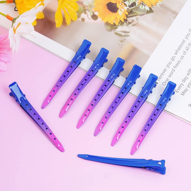 Bantoye 24 Packs Duck Bill Clips, 3.35 Inches Rustproof Metal Alligator Curl Clips with Holes for Hair Styling, Hair Coloring, Gradient Deep Blue - Image 5