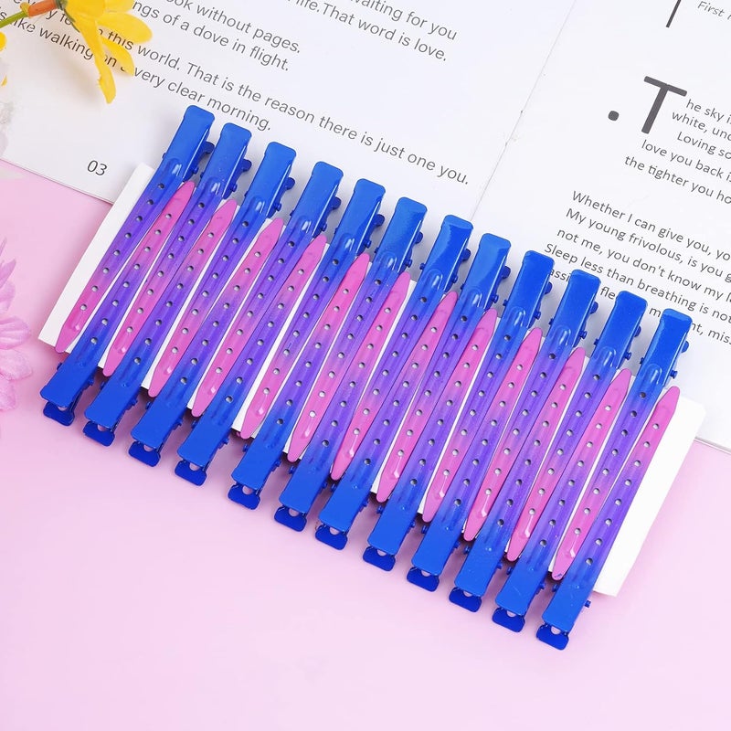 Bantoye 24 Packs Duck Bill Clips, 3.35 Inches Rustproof Metal Alligator Curl Clips with Holes for Hair Styling, Hair Coloring, Gradient Deep Blue - Image 4