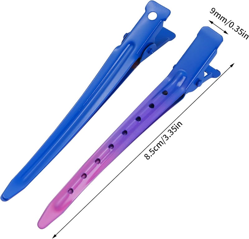 Bantoye 24 Packs Duck Bill Clips, 3.35 Inches Rustproof Metal Alligator Curl Clips with Holes for Hair Styling, Hair Coloring, Gradient Deep Blue - Image 2