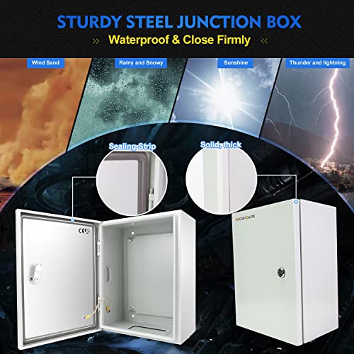 Tocretoare Outdoor Electrical Box, Steel Junction Box 16 x 12 x 8'', NEMA 4X Electrical Enclosure Box IP66 Waterproof & Dustproof, Universal Electrical Project Box with Lock & Mounting Plate - Image 4