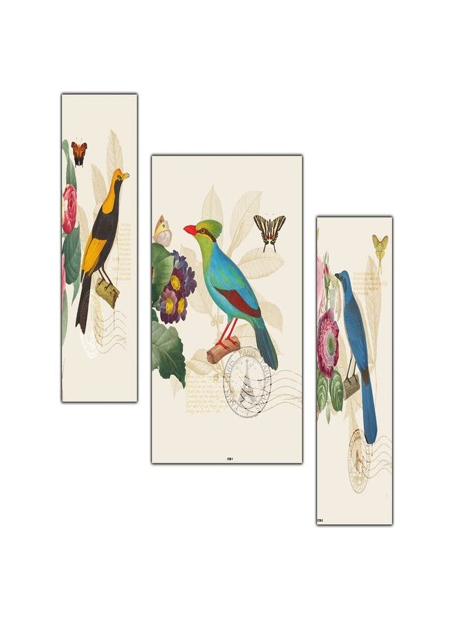pnf Poster And Frames Birds MDF Panel | For Living Room, Bedroom | Home Decoration Item | Best Gifting Option | Set Of 3 (MDF,Multicolour,18x12inch) -1728 - Image 1