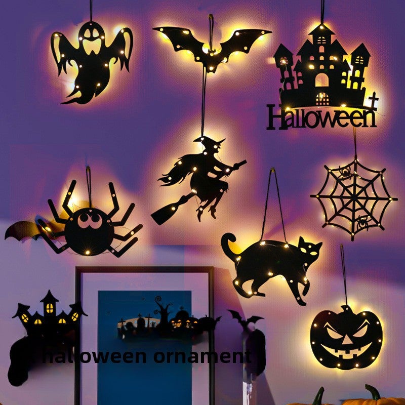 Halloween Pumpkin Ghost Led Lantern Pendant Ghost Festival Horror Atmosphere Room Decoration Arrangement Flashing Light Pendant(Halloween bat, 4.5v voltage) - Image 3