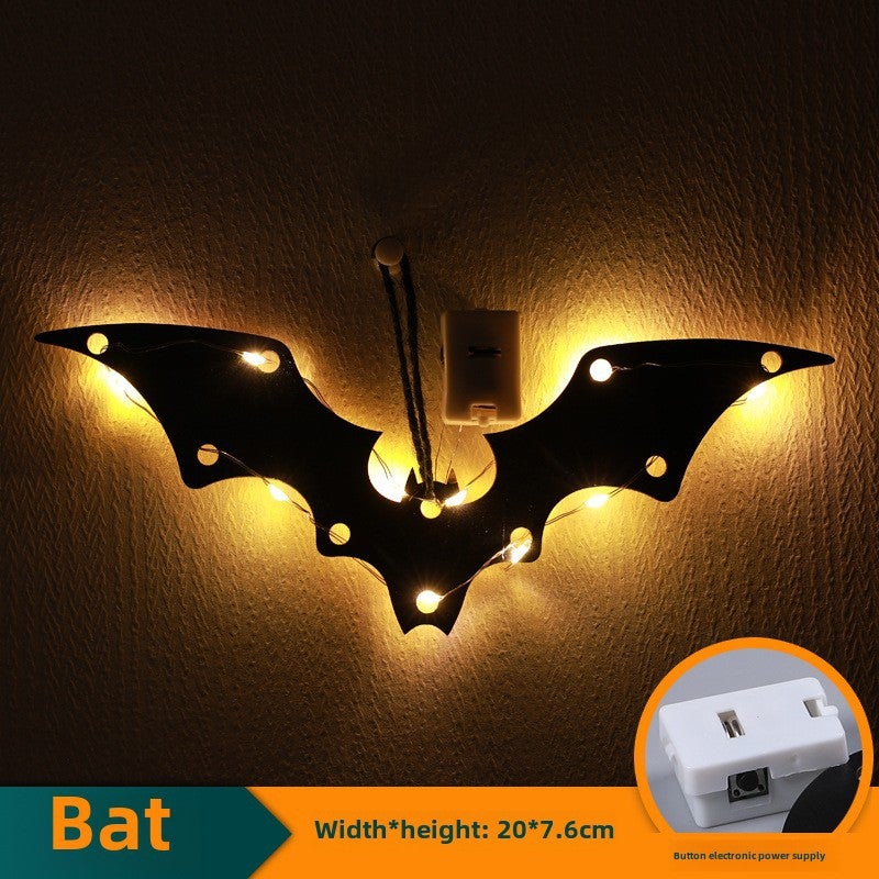 Halloween Pumpkin Ghost Led Lantern Pendant Ghost Festival Horror Atmosphere Room Decoration Arrangement Flashing Light Pendant(Halloween bat, 4.5v voltage) - Image 1