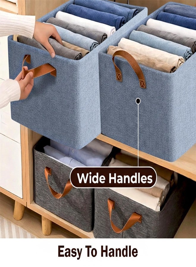 Prime Pick Storage Box Foldable Cloth Organizer Breathable Non Woven Fabric Washable Durable Clothing Storage Bin with Reinforced Handles Wardrobe Organizer Blue XL Size Pack of 3 - Image 3
