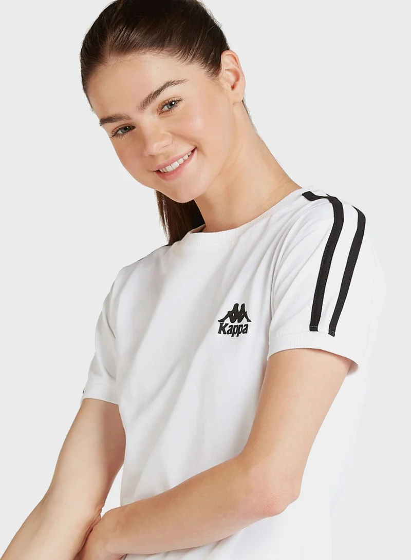 Kappa Solid T-shirt Midi Dress with Round Neck and Short Sleeves