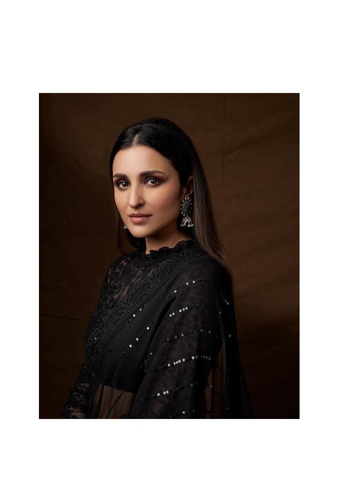 Accessorize Kingdom Women's Sequence Work Georgette Saree With Blouse Piece (Parineeti Sequence)  - Image 2