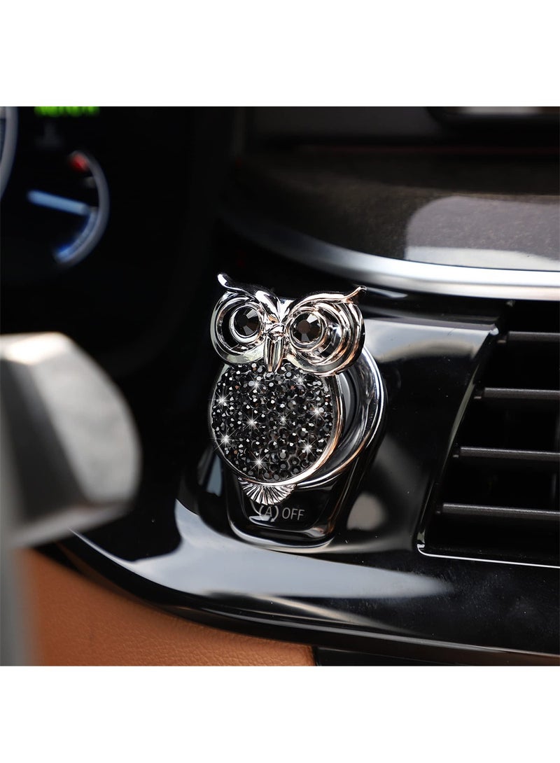 Car Push Start Button Cover Cute Bling Crystal Car Engine Start Stop Button Cover Car Engines Start Stop Accessories for Owl Car Interior Decoration Black Rhinestone Sticker