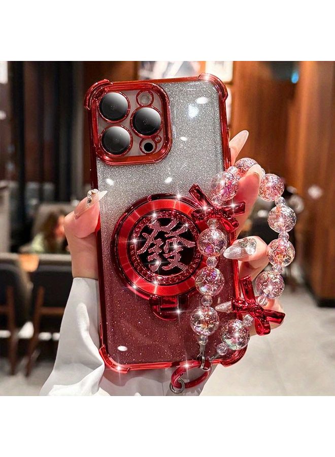2025 New Year Model IPhone 14 Pro Max Silvery Anti Fall Magnetic Holder Case - Image 2