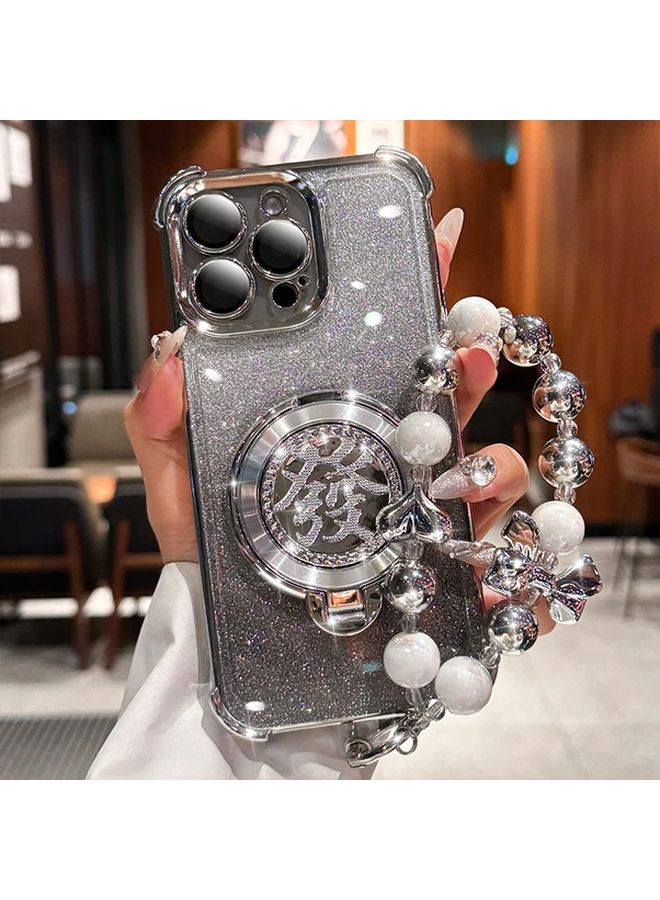 2025 New Year Model IPhone 14 Pro Max Silvery Anti Fall Magnetic Holder Case - Image 1