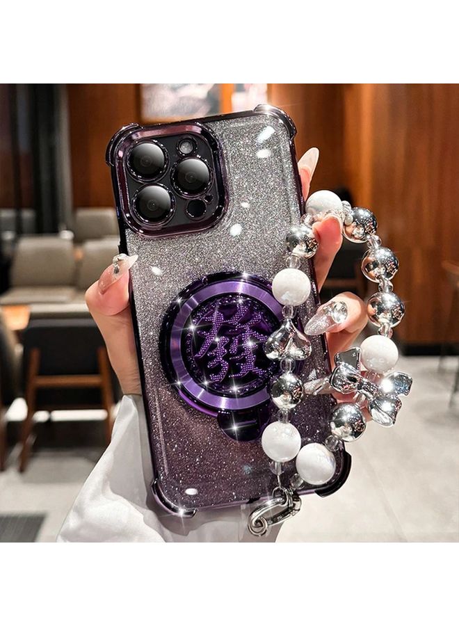 2025 New Year Model IPhone 14 Pro Max Silvery Anti Fall Magnetic Holder Case - Image 4