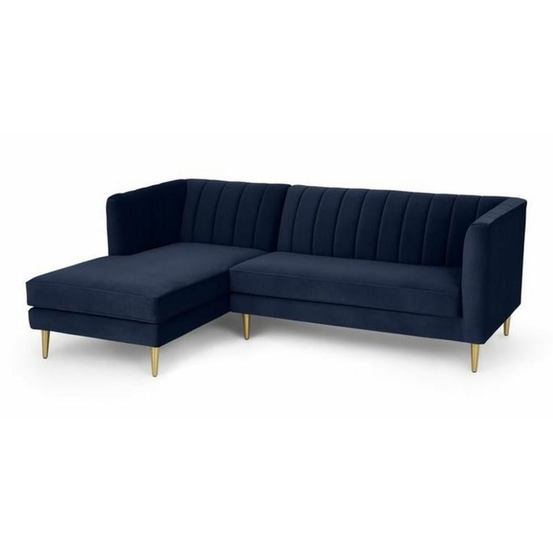 Betak Velvet, Swedish wood, Thai MDF and iron corner sofa - blue - Image 1