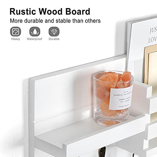 Lwenki Mail Organizer for Wall Mount – Key Holder with Shelf Includes Letter Holder and Hooks for Coats, Dog Leashes – Rustic Wood with Flush Mounting Hardware (16.5” x 8.7” x 3.5”) - Image 2