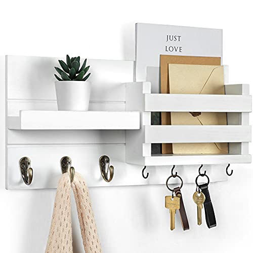 Lwenki Mail Organizer for Wall Mount – Key Holder with Shelf Includes Letter Holder and Hooks for Coats, Dog Leashes – Rustic Wood with Flush Mounting Hardware (16.5” x 8.7” x 3.5”) - Image 5