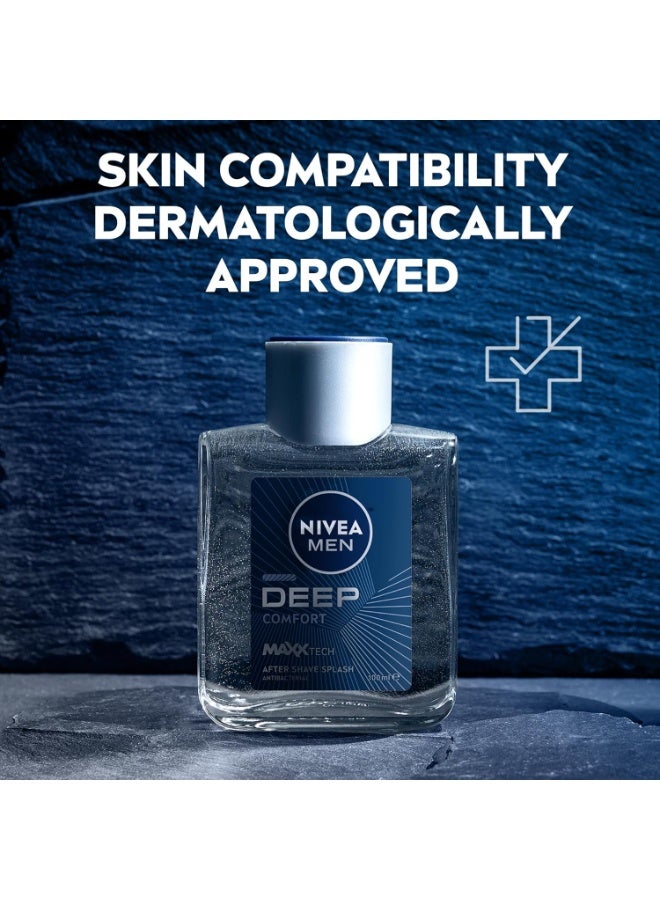 NIVEA MEN Deep After Shave Lotion, Antibacterial Formula with Black Carbon & Woody Scent, Post-Shave Skin Protection, 100ml - Image 3