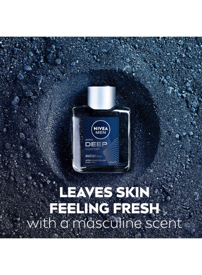 NIVEA MEN Deep After Shave Lotion, Antibacterial Formula with Black Carbon & Woody Scent, Post-Shave Skin Protection, 100ml - Image 4