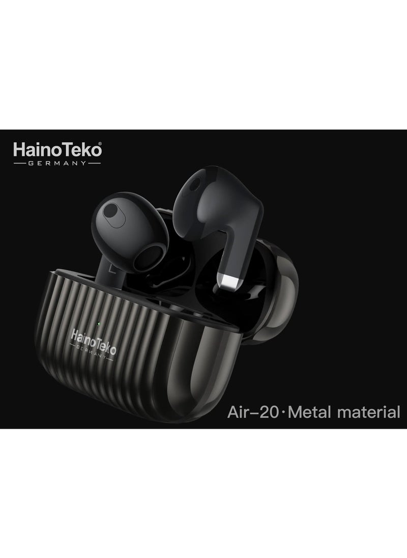 Haino Teko Haino Teko Air-20 Metal Bluetooth Earphones With High Bass Music Technology Super Clear Microphone and Multifunctional Touch Control Compatible with iPhones and iPads Black  - Image 3