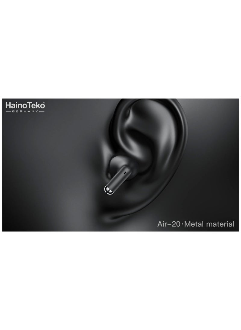 Haino Teko Haino Teko Air-20 Metal Bluetooth Earphones With High Bass Music Technology Super Clear Microphone and Multifunctional Touch Control Compatible with iPhones and iPads Black  - Image 4