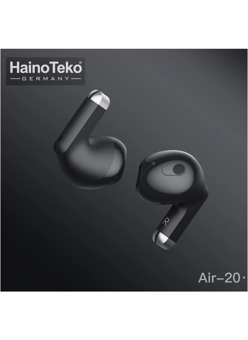 Haino Teko Haino Teko Air-20 Metal Bluetooth Earphones With High Bass Music Technology Super Clear Microphone and Multifunctional Touch Control Compatible with iPhones and iPads Black  - Image 5