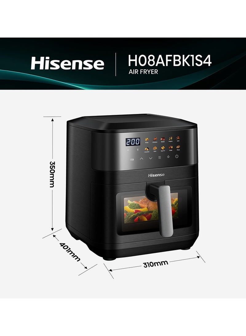 Hisense 8L Air Fryer Large Capacity Dual Heating Technology,10 Present Menus, Air Fry, 360°Circulation, Visible Basket H08AFBK1S4 black - Image 4