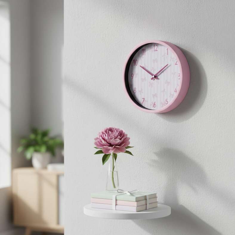 Pan Home Bow Tie Wall Clock - Pink - Image 1