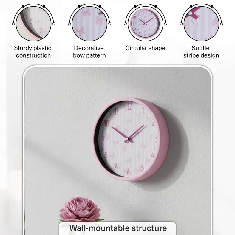 Pan Home Bow Tie Wall Clock - Pink - Image 4