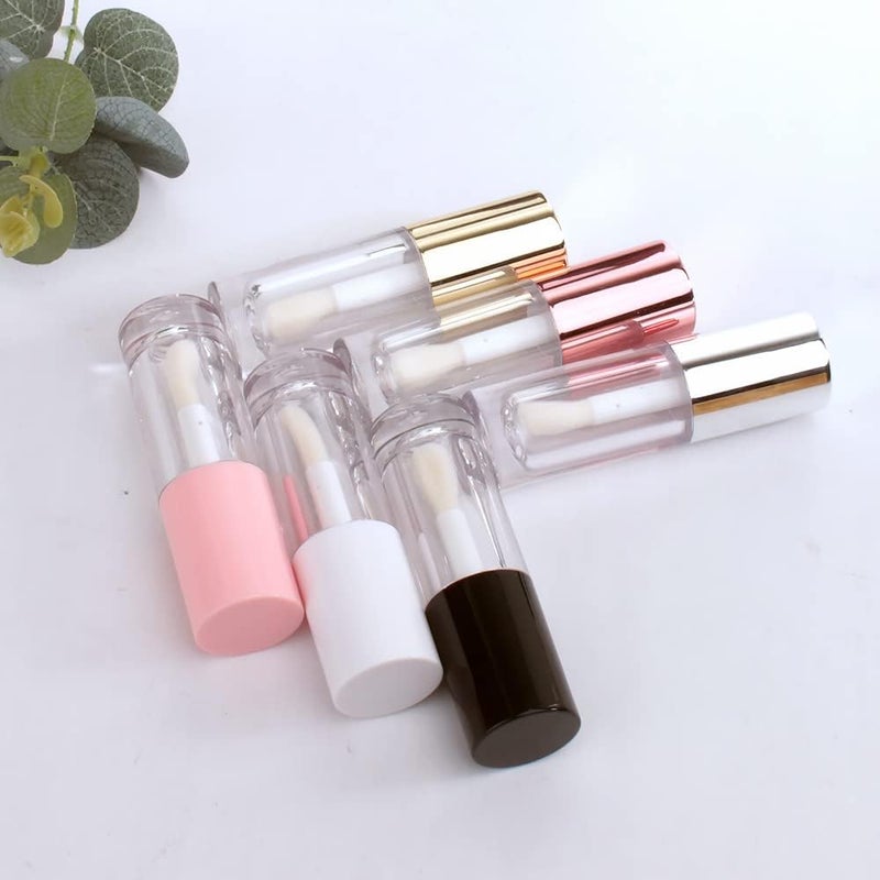 COSIDEA 50pcs Empty Black 6ml big doe foot wand lip gloss tubes Round Chunky lipgloss tubes containers wholesale with thick large brush - Image 2