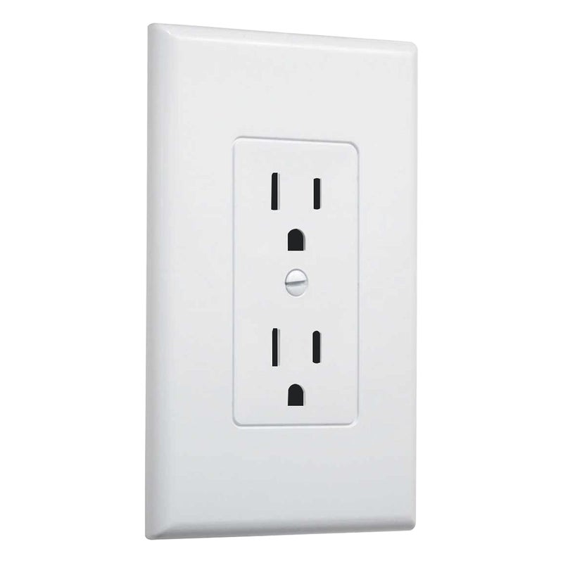 TayMac MW2500W Single-Gang Wallplate Non-Metallic Decorator Cover One Grounded Duplex, White Smooth(Pack of 5) - Image 1