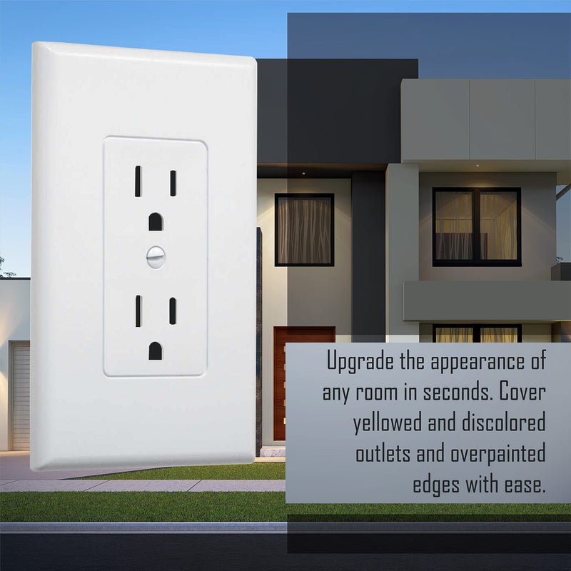 TayMac MW2500W Single-Gang Wallplate Non-Metallic Decorator Cover One Grounded Duplex, White Smooth(Pack of 5) - Image 5