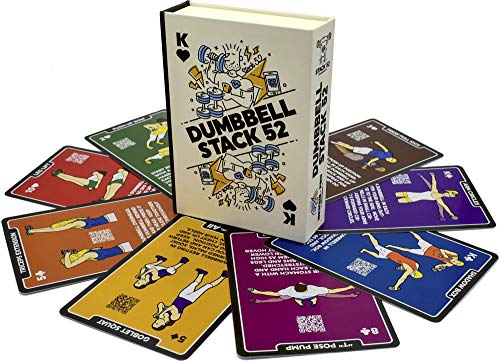 Stack 52 Dumbbell Exercise Cards Workout Playing Card Game Video Instructions Included Perfect for Training with Adjustable Free Weight Sets and Home Gym Fitness 2019 Base Deck - Image 1