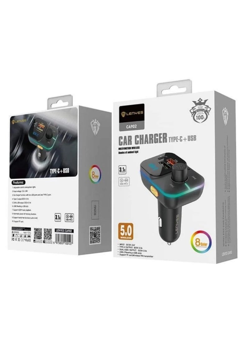 Lenyes Bluetooth Car Charger Voltage Detection MP3 Player Lossless Sound Quality USB Quick Charge - Image 2