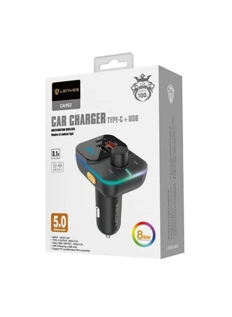 Lenyes Bluetooth Car Charger Voltage Detection MP3 Player Lossless Sound Quality USB Quick Charge - Image 1