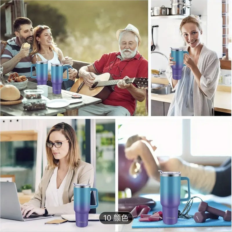 40Oz car cup with cup cover Bingba cup oblique span diving material gradual change color cup - Image 3