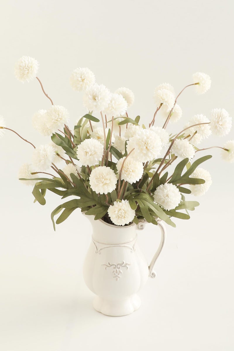 Floroom 6pcs Ivory Faux Silk Mums Artificial Flowers, Bulk Fake Small Mini Chrysanthemums with Stems for DIY White Wedding Centerpieces Floral Arrangements Vase Fillers Home Decorations - Image 5
