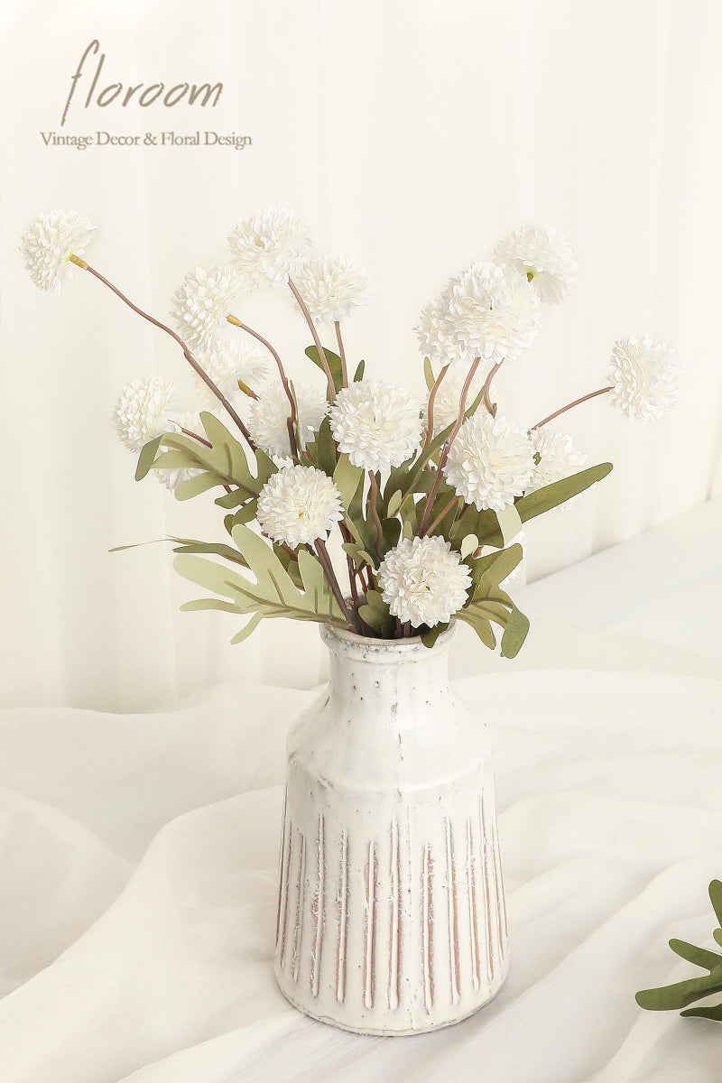 Floroom 6pcs Ivory Faux Silk Mums Artificial Flowers, Bulk Fake Small Mini Chrysanthemums with Stems for DIY White Wedding Centerpieces Floral Arrangements Vase Fillers Home Decorations - Image 2