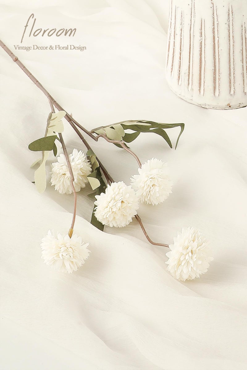 Floroom 6pcs Ivory Faux Silk Mums Artificial Flowers, Bulk Fake Small Mini Chrysanthemums with Stems for DIY White Wedding Centerpieces Floral Arrangements Vase Fillers Home Decorations - Image 3
