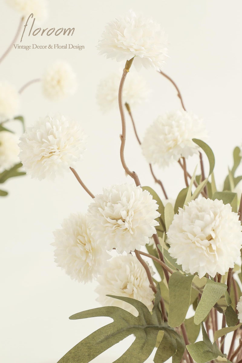 Floroom 6pcs Ivory Faux Silk Mums Artificial Flowers, Bulk Fake Small Mini Chrysanthemums with Stems for DIY White Wedding Centerpieces Floral Arrangements Vase Fillers Home Decorations - Image 4