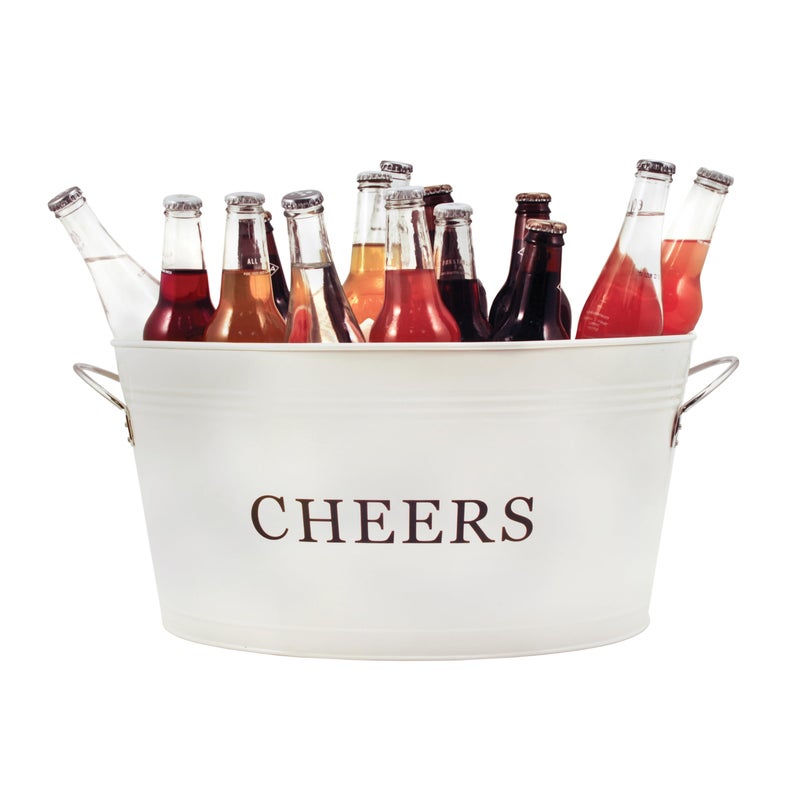 Twine Twine Rustic Farmhouse Decor Galvanized Tubs for Drinks Beverage Tub Drink Buckets for Parties Metal Tub Beer Buckets Cream 63 Gallons Set of 1 